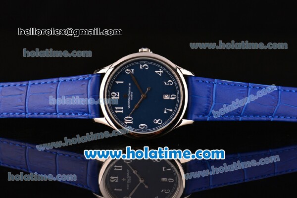 Vacheron Constantin Historiques Chronometre Royal 1907 Miyota Quartz Steel Case with Blue Leather Strap Blue Dial and Arabic Numeral Markers - Click Image to Close